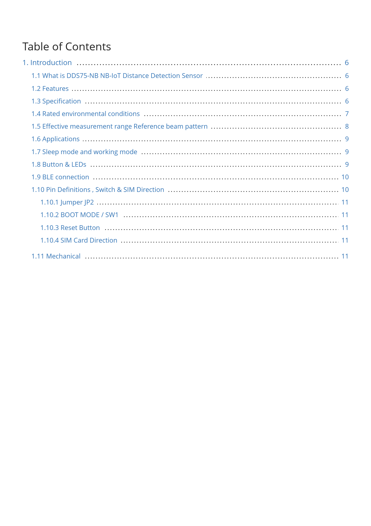 First page of PDF DDS75-NB - NB-IoT Distance Detection Sensor User Manual